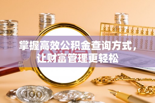 马边掌握高效公积金查询方式，让财富管理更轻松